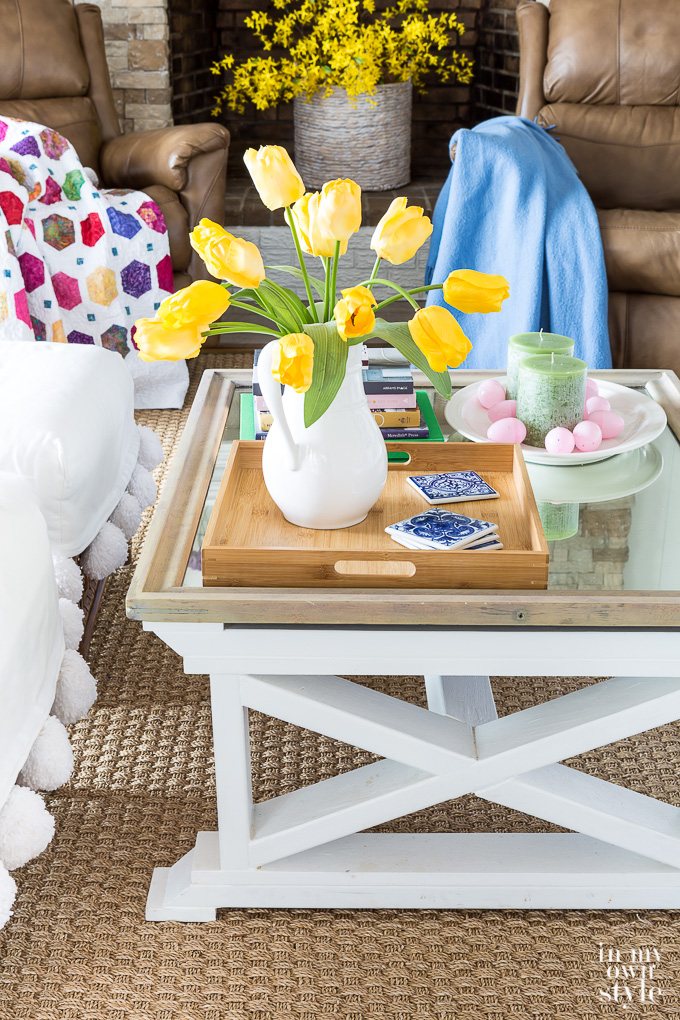 Spring living room coffee table styling