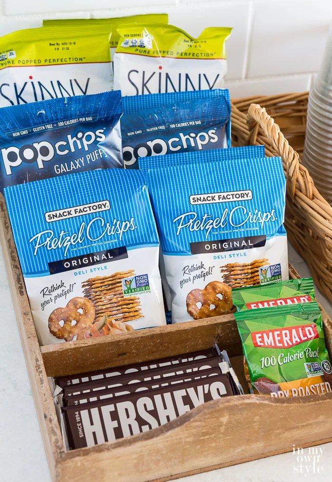 Kitchen Snacks ideas and entertaining tips for overnight guests.