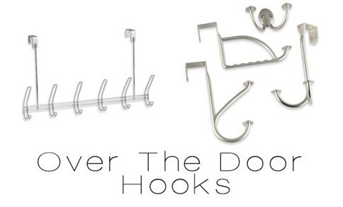 Over the door hooks that will help organize college rooms.