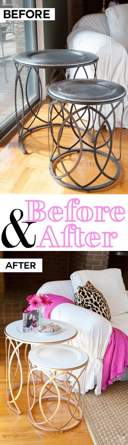 Learn how to spray paint furniture like a pro to get a smooth glossy finish. See the before and after furniture makeover and a full step by step photo tutorial that will show you how you can achieve the same results.| Oducu