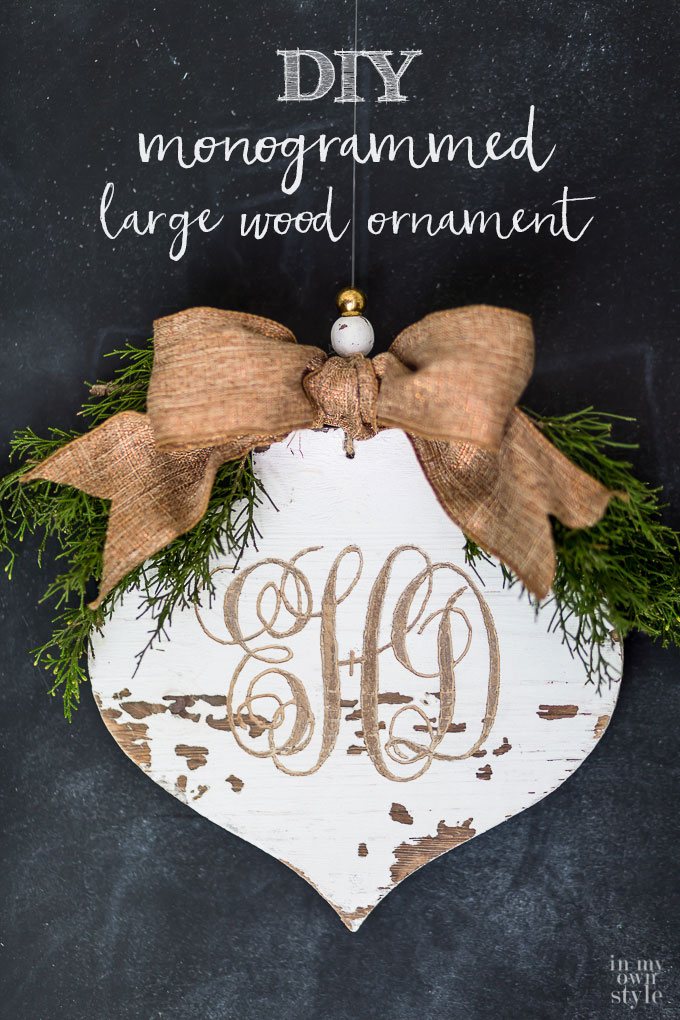 How to carve a monogram into a wooden cut out ornament to decorate your house or give as Christmas gifts