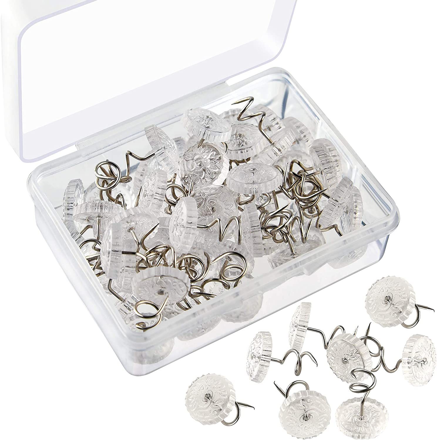 Upholstery Twist Pins Clear Heads Bed Skirt Pin for Hold Slipcovers and Bedskirts