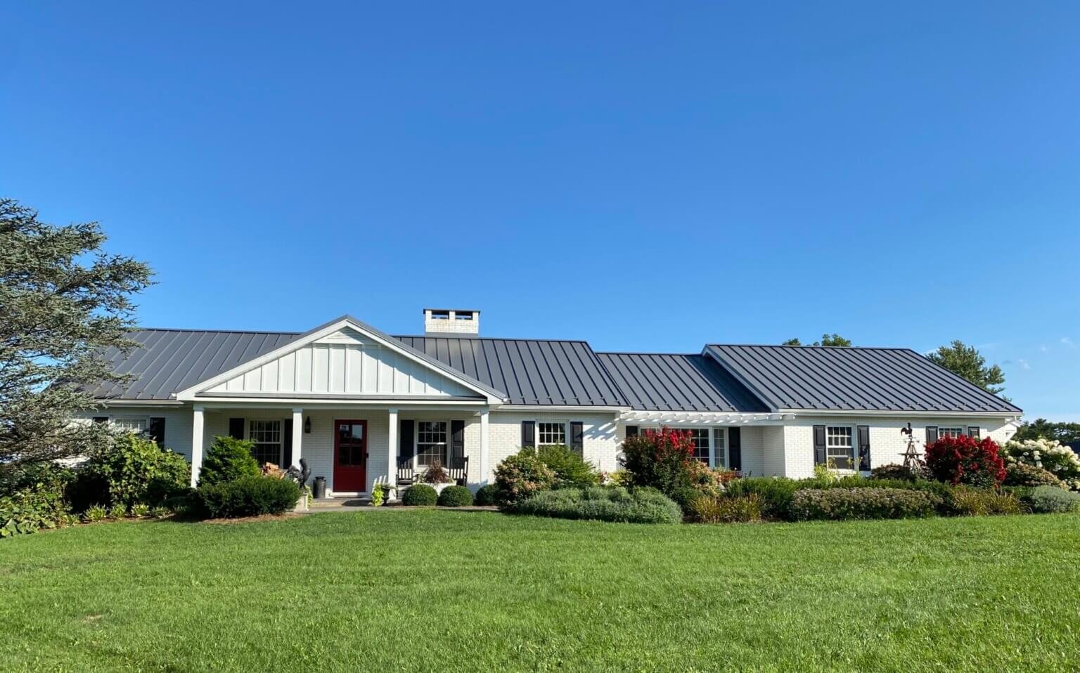 Front exterior fo Ranch house after makeover.
