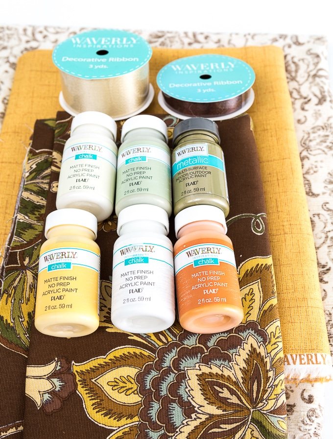 thanksgiving-decorating-idea-using-waverly-inspirations fabrics and chalk paint
