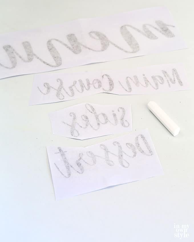 how to transfer a design to a chalkboard