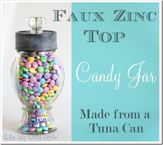 How to Paint a Faux Zinc Finish on a Candy Jar Top Made With a Tuna Can