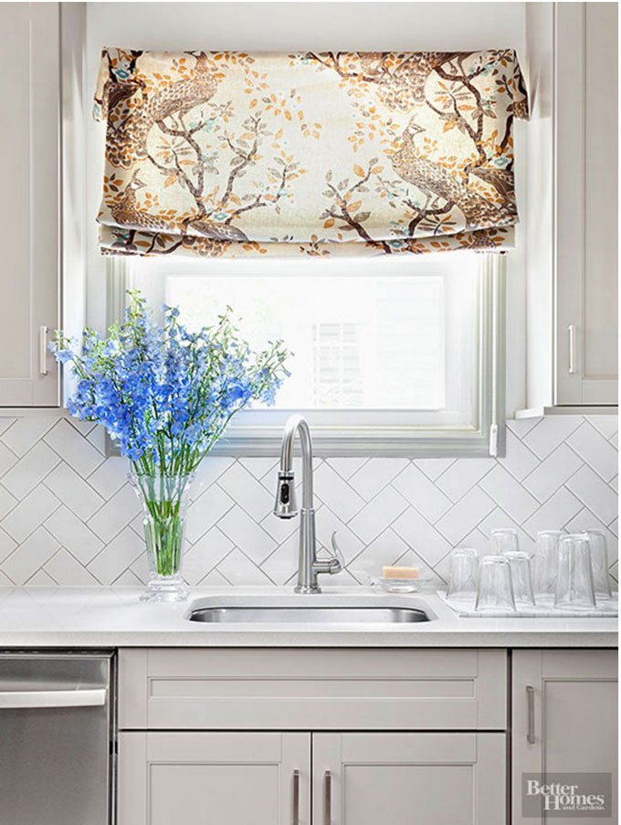 Herringbone tile backsplash