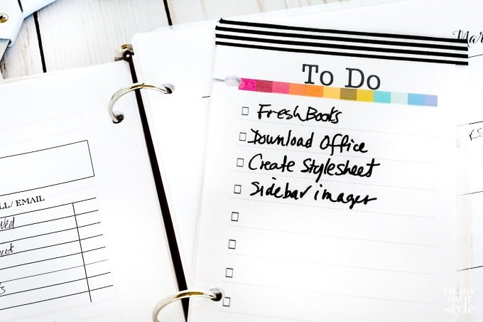 Daily planner to do list insert for a day planner