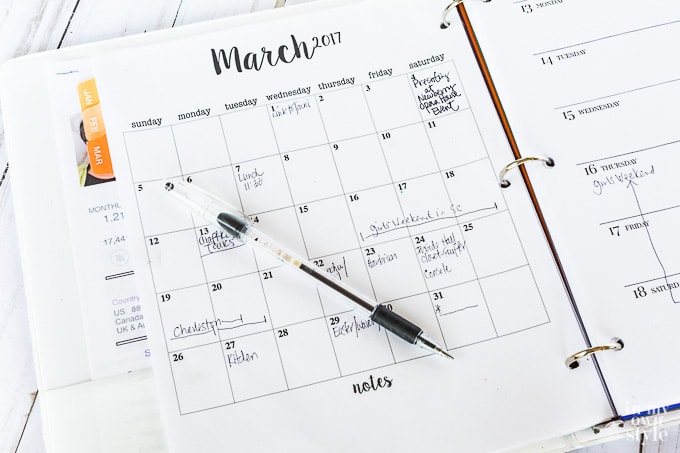 Free printable monthly calendar pages for a daily planner
