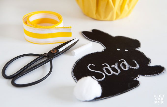 Chalkboard bunny gift tag printable