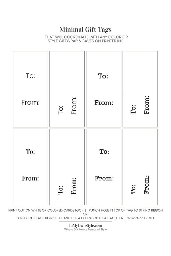 Free Printable Minimal Gift Tags