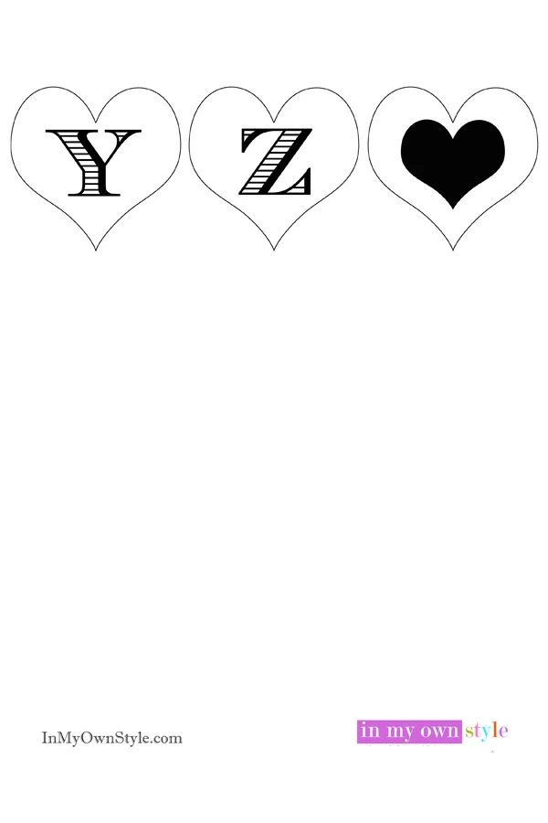 Valentine-Paper-Hearts-with-Initials-Y-Z