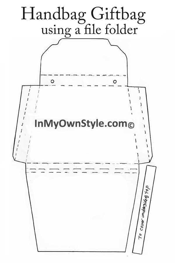 Template How to make a Handbag gift bag made using a file folder