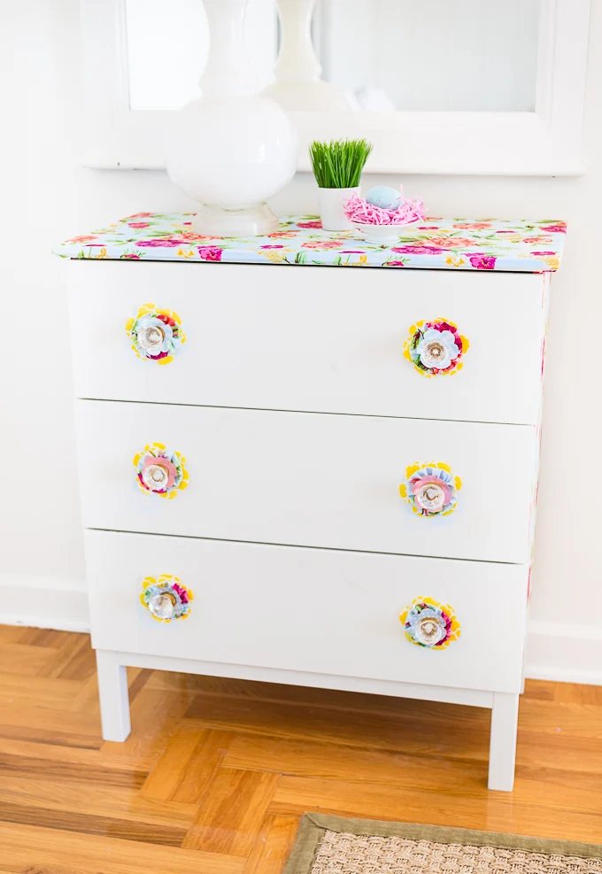 Furniture Makeover Using Fabric + Liquid Starch