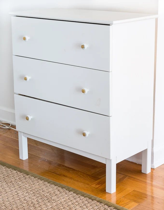 Before and After Furniture Makeover Using Fabric + Liquid Starch
