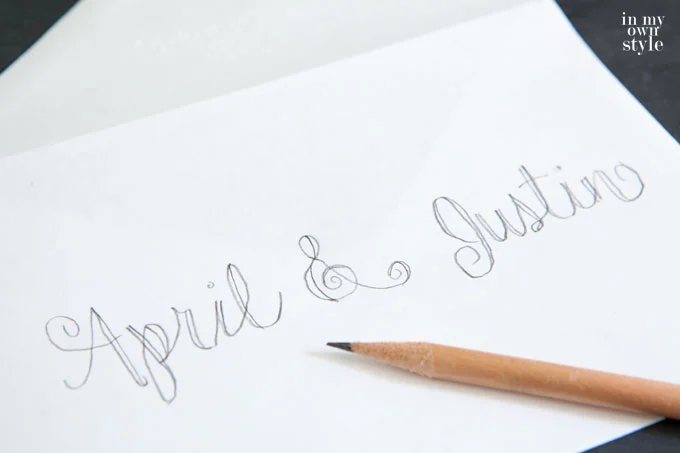 DIY wedding card hand lettering