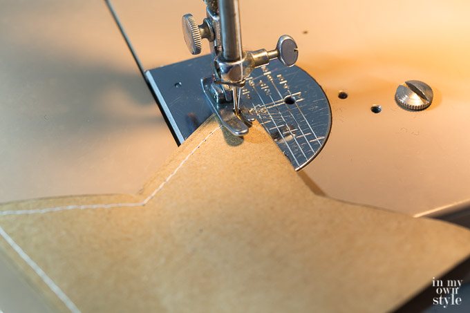 Sewing the star.