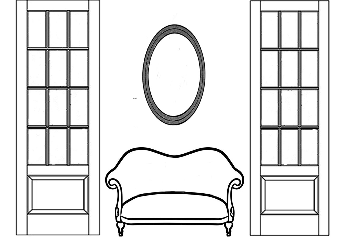 vertical-oval-mirror-over-sofa