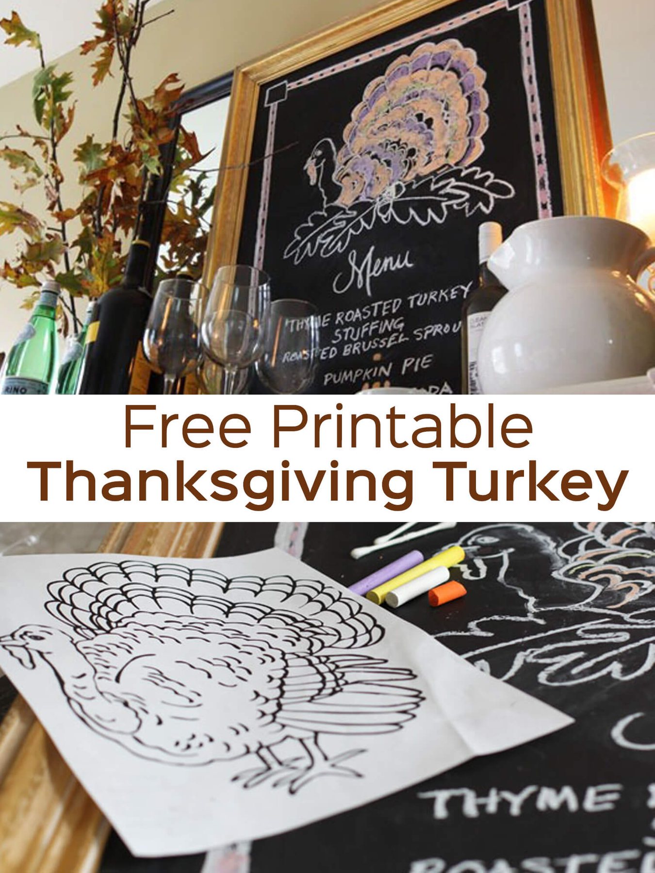 Free Printable Turkey art for kids Thanksgiving craft.