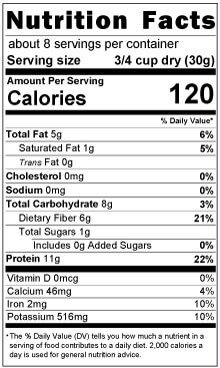 soy curls nutrition label