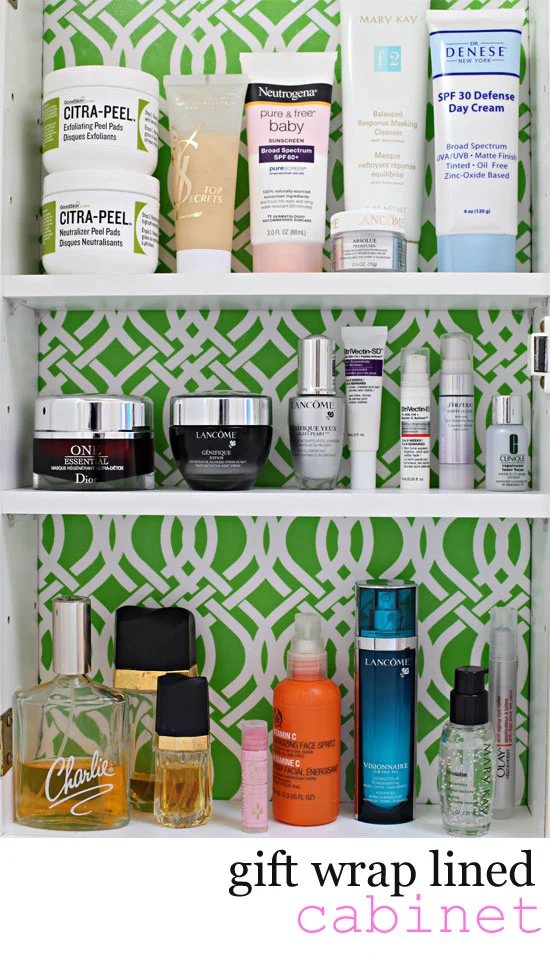 Organize-and-Decorate-Shelves-and-Cabinets-with-colorful-Giftwrap-from-HomeGoods