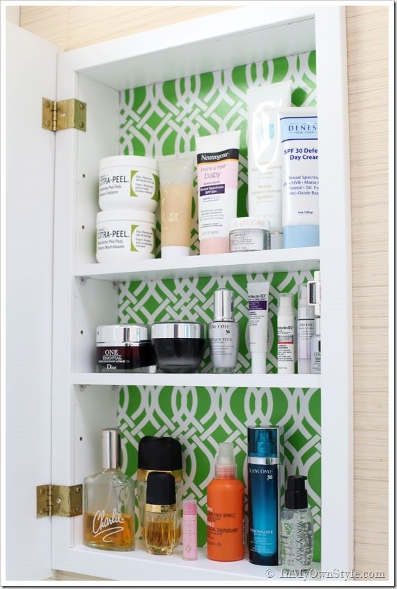 How-to-line-a-medicine-cabinet-with-decorative-paper-or-gift wrap