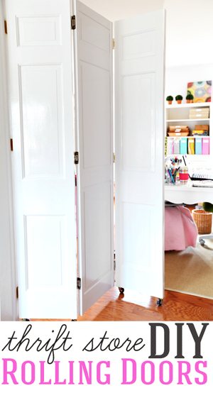 Home Improvement DIY project. How to make DIY rolling doors with thrift store bifold doors