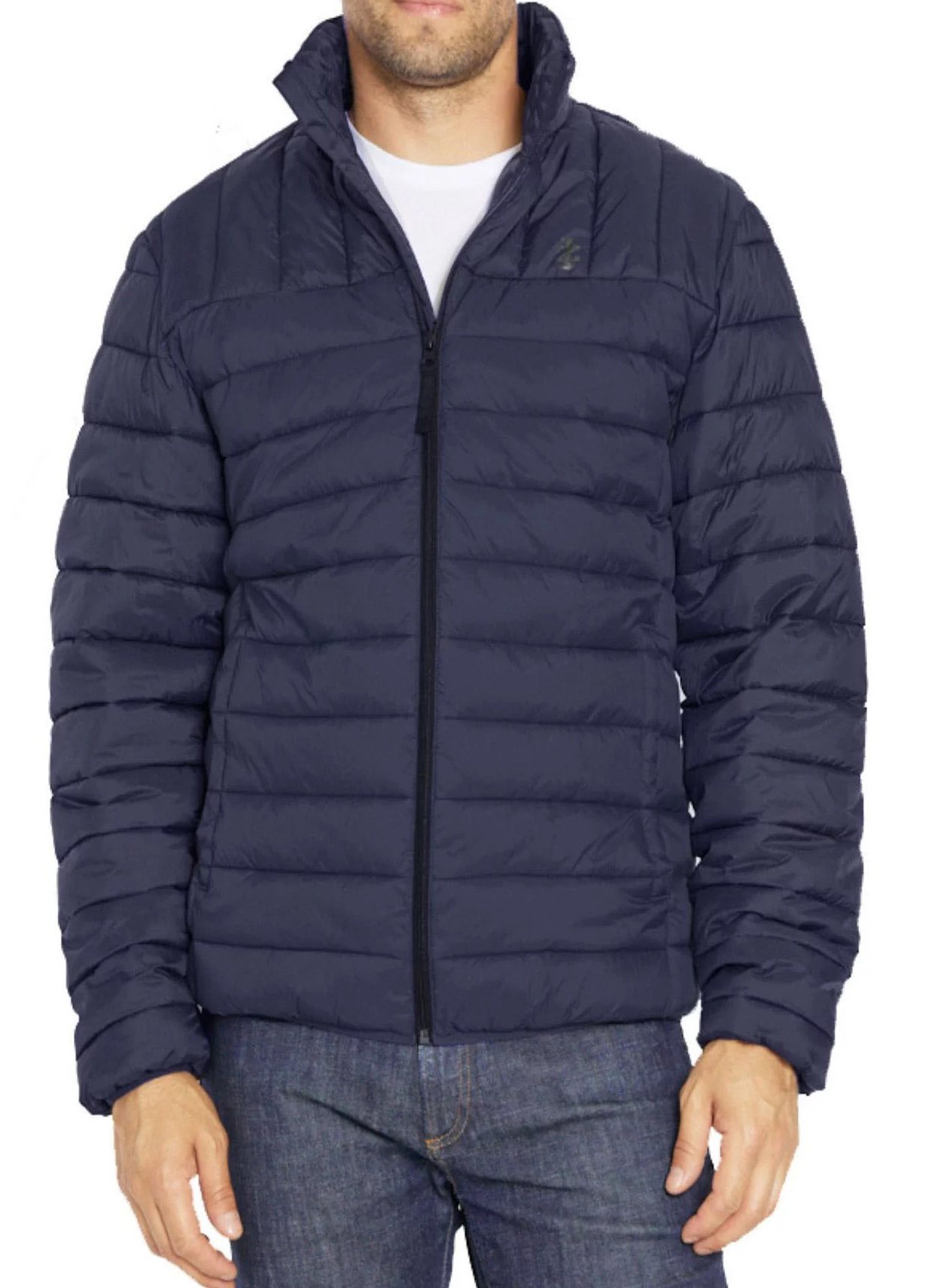 Mens IZOD puffer jacket in dark blue