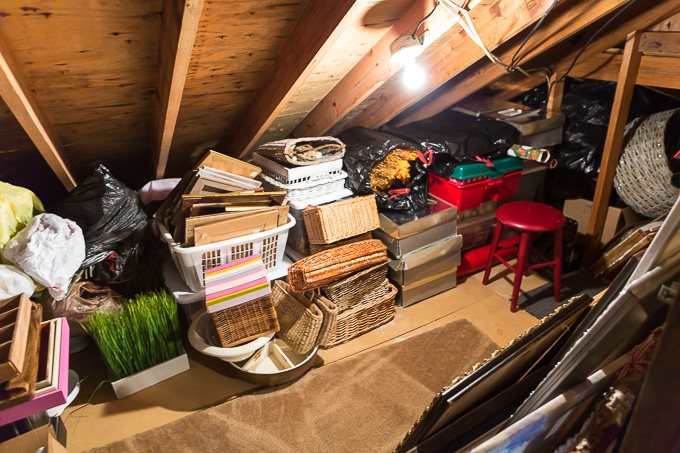Stacked box storage in small attic