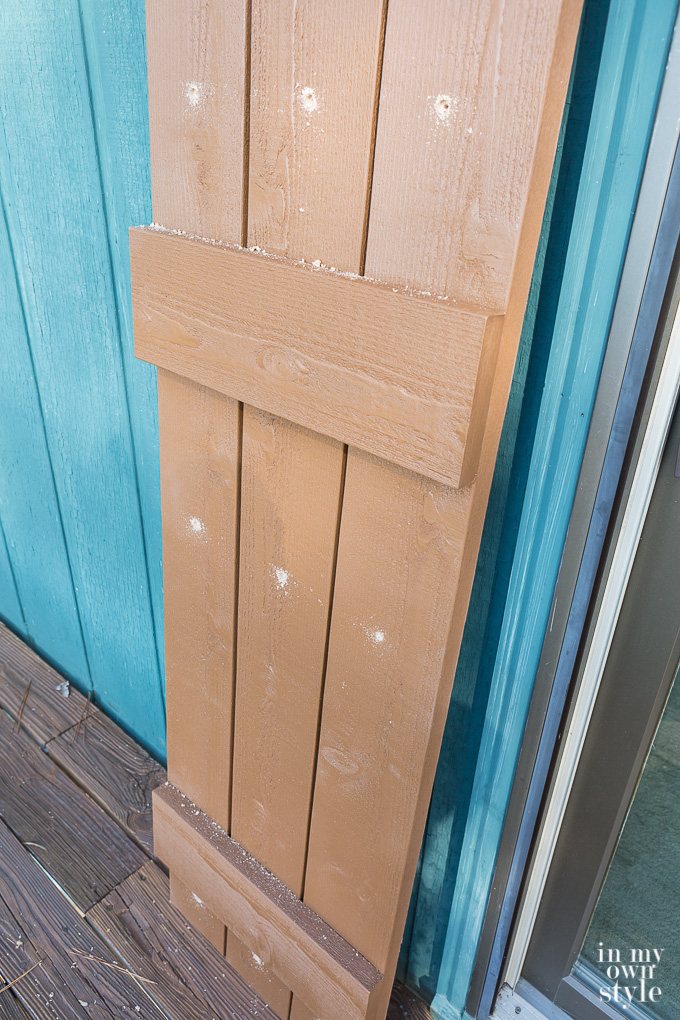 Where to pre-drill holes in Nu-Wood shutters for exterior screw placement