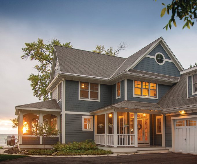 James Hardie sided house near lake
