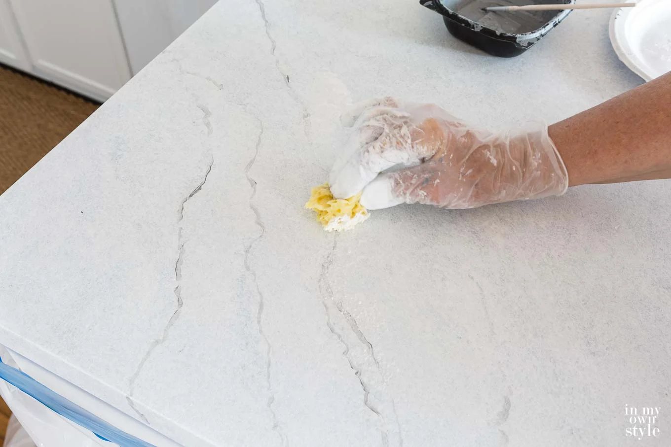 DIY painted marble countertops with veining