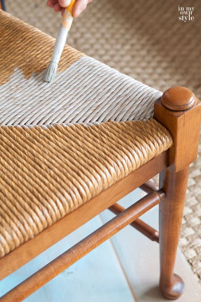 How to stain rush seat chairs with driftwood stain