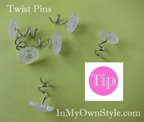 Twist pins wil hold a slipcover in place