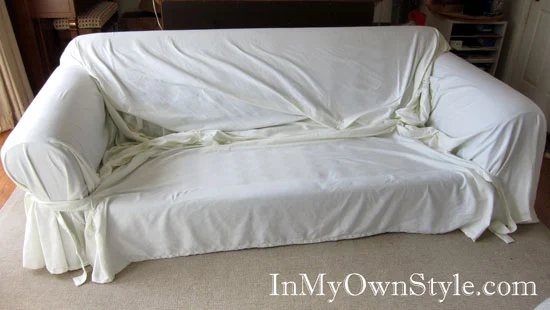 How to put on a Pottery Barn White Slipcover on a Sofa or Chair