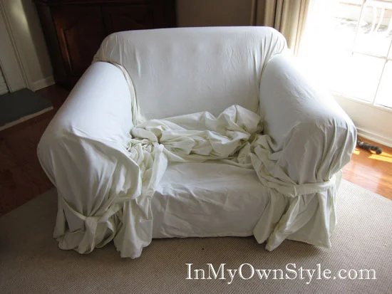 How to cover a chair with a tie on style slipcover