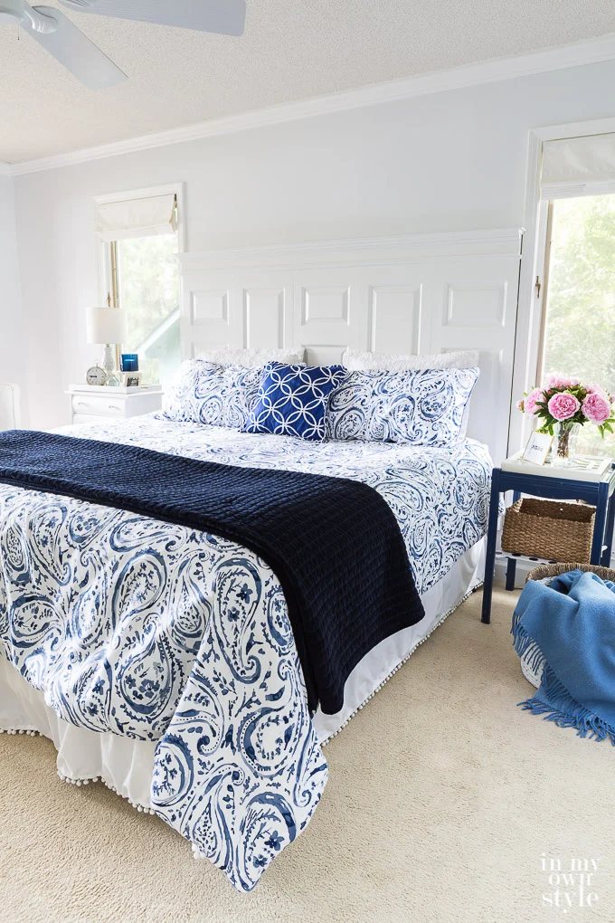 old doors turned into a headboard for king size bed