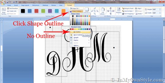 Printable Monograms using Microsoft Word