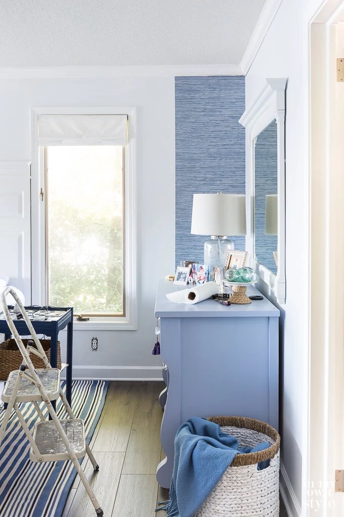 Before and After accent wall in bedroom