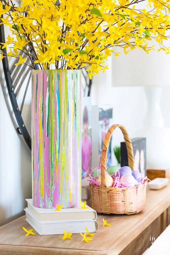 Painted Glass Vase for Springtime Decorating