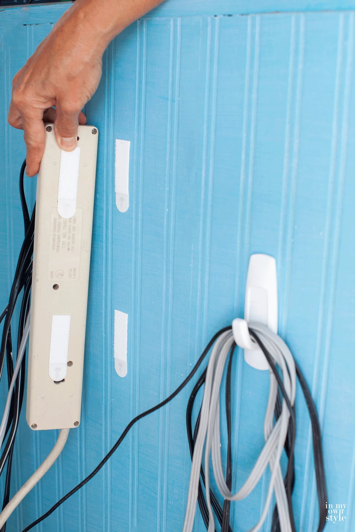 How to hide a power strip and cords from a TV