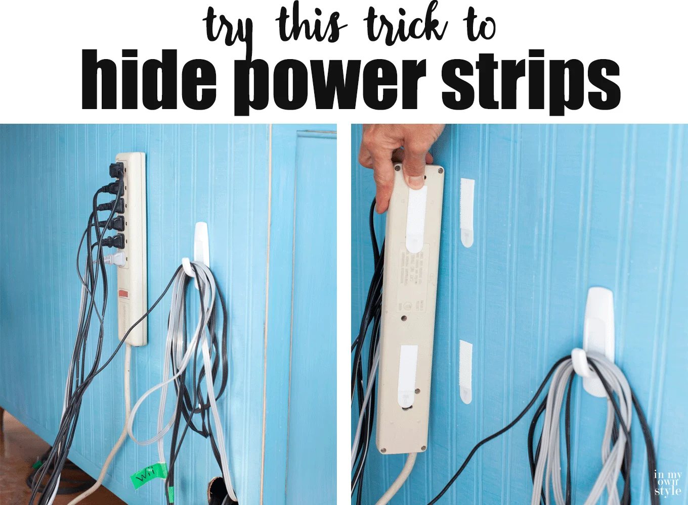 Try this trick to hide electrical power strips from TV's and all your devices. It is simple, inexpensive and can be done by anyone. No DIY skills or tools needed. | Oducu