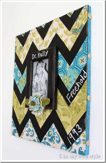 Finished Chevron chalkboard frame