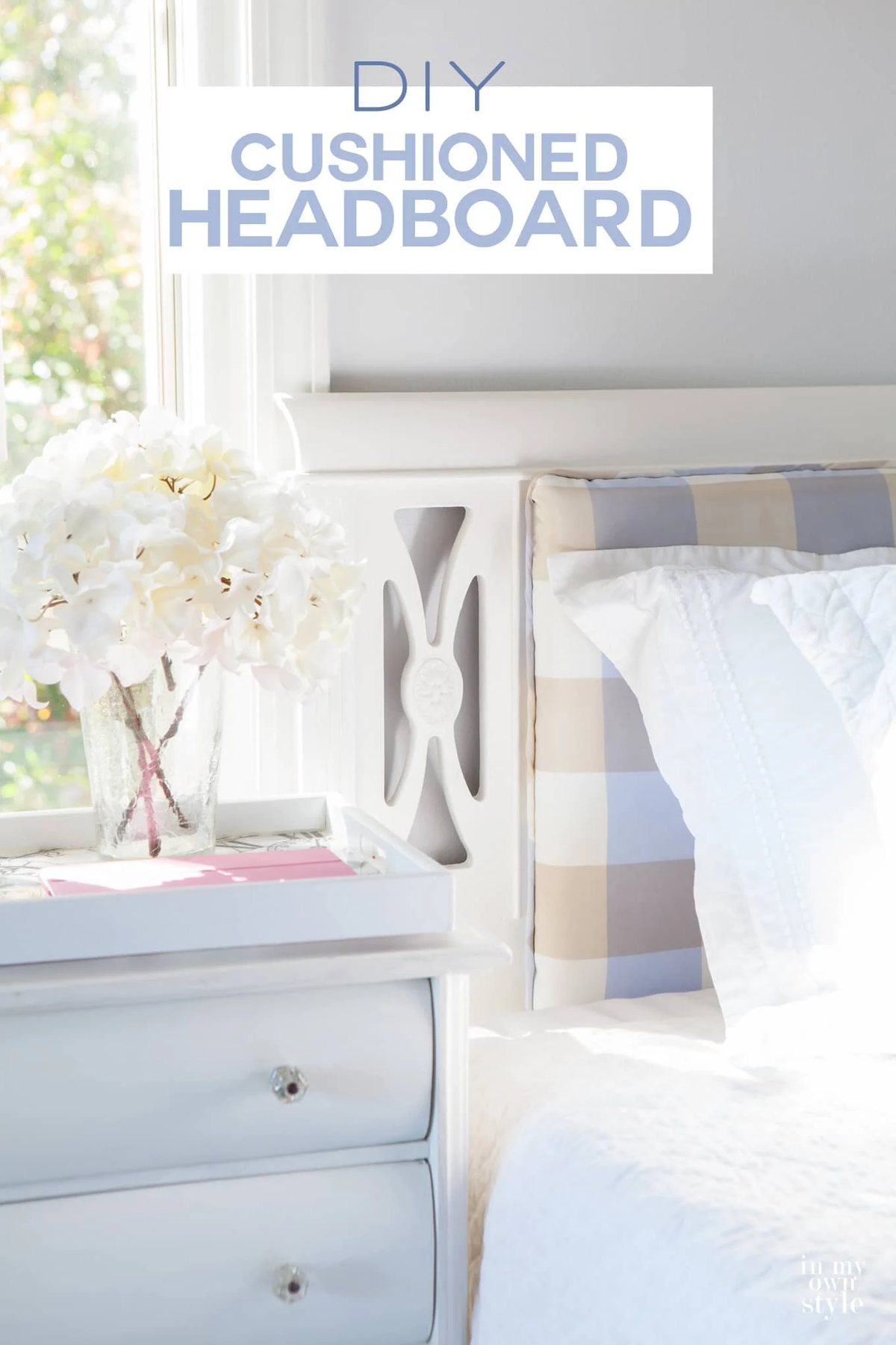 Use what you have decorating. I used two twin headboards and created a king size bed headboard from them. I made them cushioned using a no sew technique I learned when I worked in retail display. Step-by-step photo tutorial shows you how to DIY something like it yourself. | Oducu