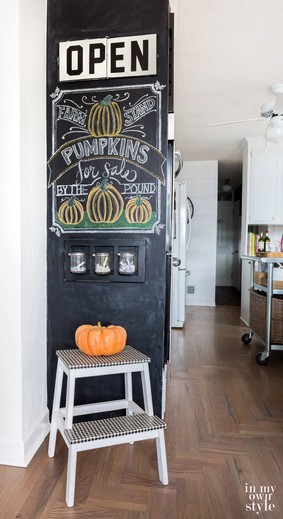 Chalkboard wall in kitchen