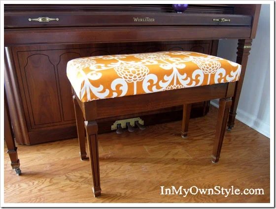 How to Make a No Sew Fabric Covered Cushion For a Piano Bench