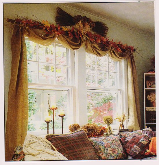 Fall decorating ideas: No Sew Window Treatment