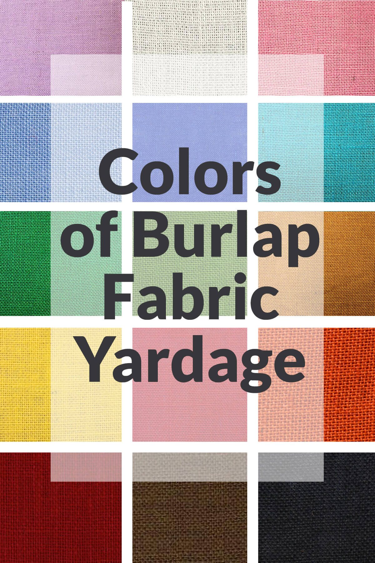 a grid pattern showing many colors that burlap comes in besides brown.