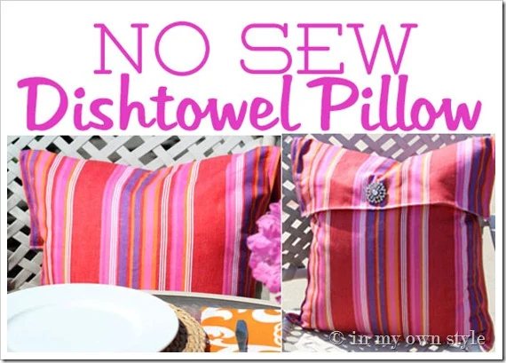 How to Make a No Sew Pillow Cover Using Dishtowels