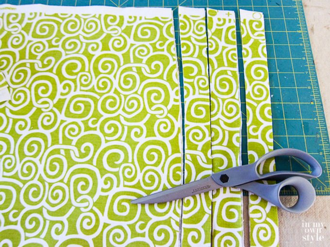 cutting fabric to make no sew window treatment